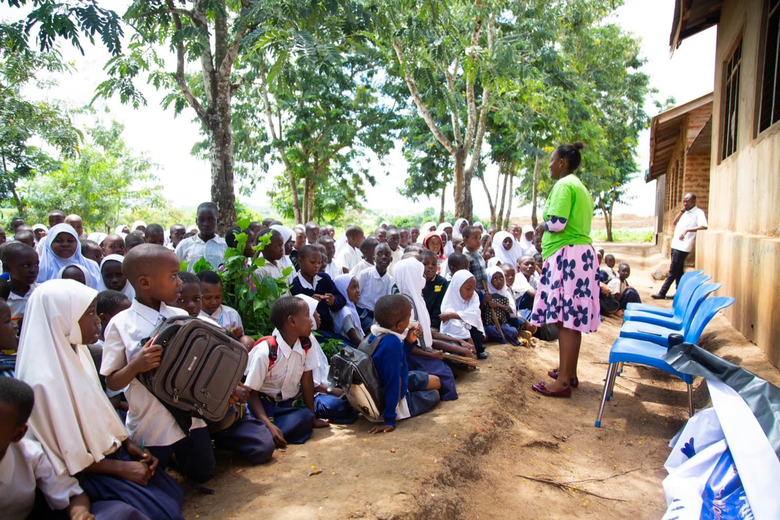 Learners in a group career guidance session outdoors